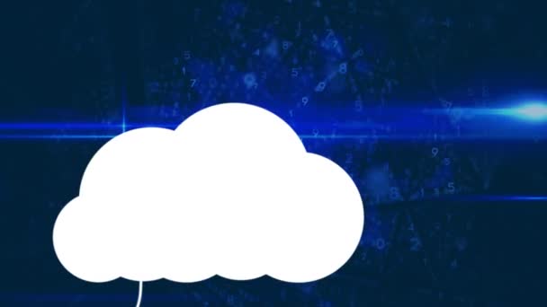 Animación Iconos Nube Procesamiento Datos Sobre Fondo Oscuro Tecnología Global — Vídeo de stock