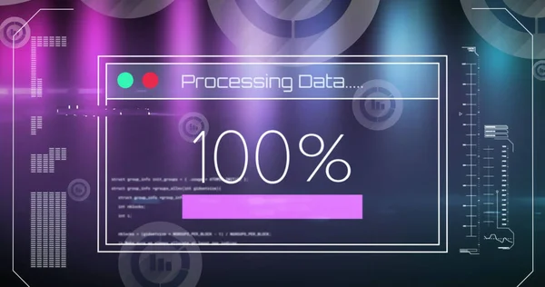 Image Data Processing Diagrams Black Background Global Business Finances Connections — Stock Photo, Image