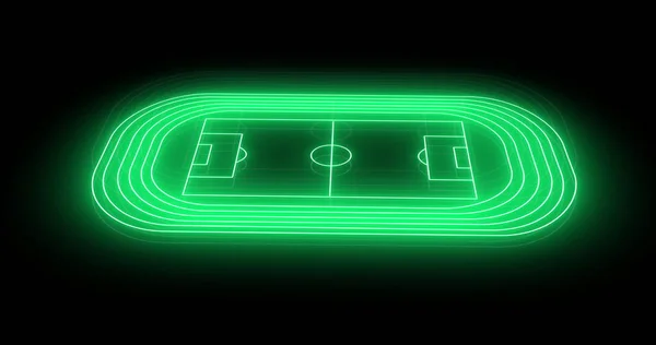 Image Green Neon Sports Stadium Black Background Global Sports Digital — Stockfoto