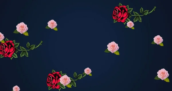 Image Roses Floating Dark Blue Background Global Sports Competition Victory — Stock Photo, Image