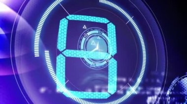 Animation of clock moving and countdown on black background. social media and communication interface concept digitally generated video.