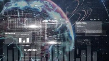 Dünya çapında finansal veri işleme animasyonu. küresel bağlantılar, veri işleme ve dijital arayüz konsepti dijital olarak oluşturulmuş video.