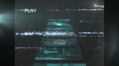 Animation of interference over falling star and digital screens. data processing and digital interface concept digitally generated video.