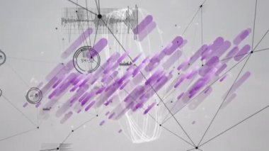 Veri işleme ve bağlantı ağının üzerinde hareket eden dairelerin animasyonu. küresel iş, finans, bağlantılar ve dijital arayüz konsepti dijital olarak oluşturulmuş video.