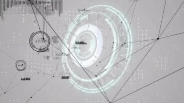 Veri işleme ve bağlantı ağı üzerinden tarama alanının animasyonu. küresel iş, finans, bağlantılar ve dijital arayüz konsepti dijital olarak oluşturulmuş video.