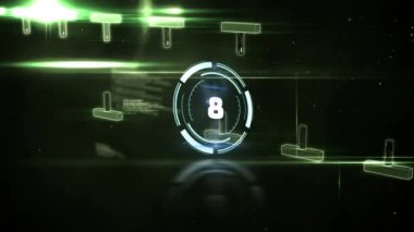 Animation of scope scanning with countdown over dna strand on black background. social media and communication interface concept digitally generated video.