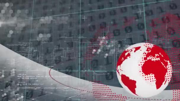 Animace Glóbu Nad Zpracováním Dat Globální Připojení Obchodní Digitální Rozhraní — Stock video