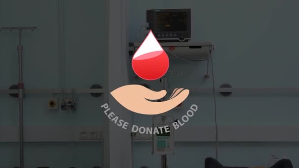 Animación Donar Sangre Pacientes Caucásicas Concepto Del Día Donación Sangre — Vídeo de stock