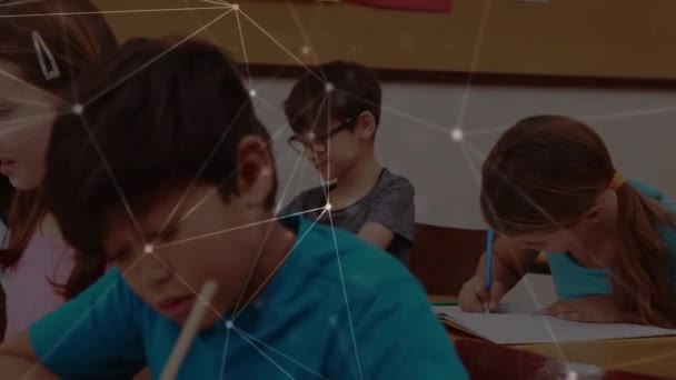Animation Von Verbindungsnetzen Über Verschiedene Schulkinder Globales Bildungs Lern Und — Stockvideo
