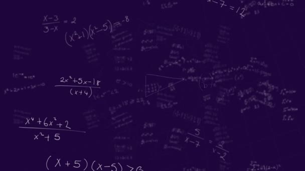 Animación Ecuaciones Matemáticas Sobre Fondo Negro Educación Global Conexiones Procesamiento — Vídeo de stock