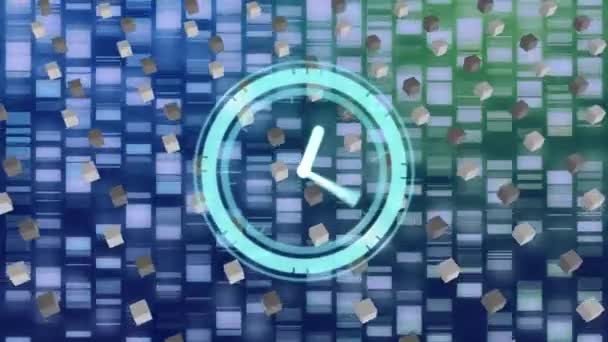 Анимация Часов Над Обработкой Научных Данных Глобальные Научные Исследования Технологическая — стоковое видео