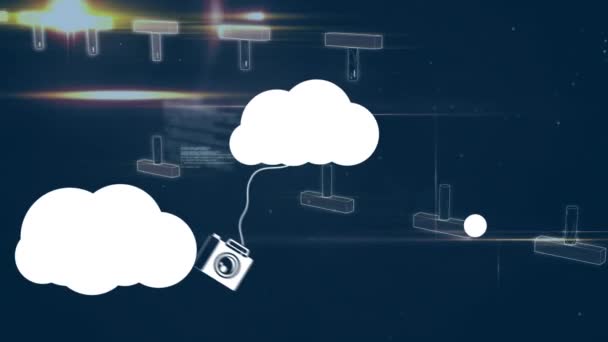 Animation Des Icônes Cloud Traitement Des Données Sur Fond Sombre — Video