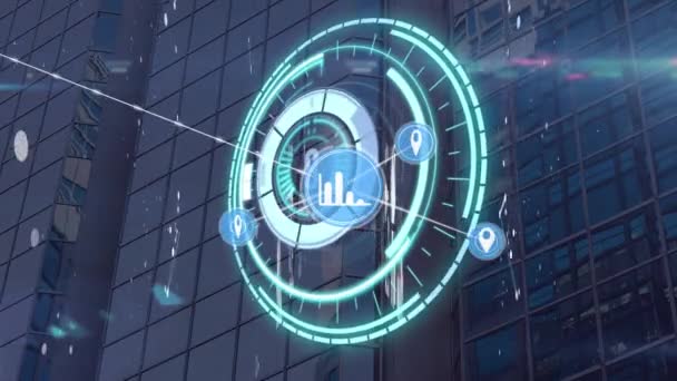 Animation Network Connection Icons Building Global Connections Business Digital Interface — Vídeo de Stock