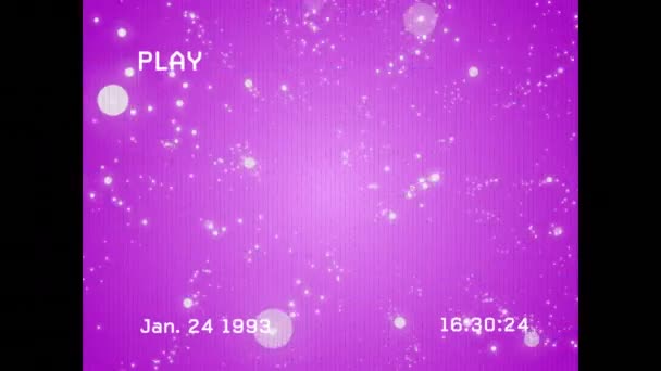 Animation Glitch Interference Glowing Spots Purple Background Digital Interface Data — Wideo stockowe