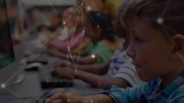 Animation Réseaux Connexions Entre Divers Écoliers Enseignants Classe Éducation Mondiale — Video