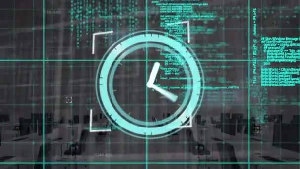Animación Del Procesamiento Datos Movimiento Del Reloj Sobre Oficina Concepto — Vídeo de stock