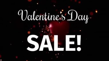 Kırmızı kalpler yerine sevgililer günü satışı metninin animasyonu. Sevgililer günü satışları ve dijital olarak üretilen video konsepti.