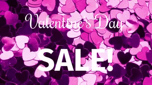 Animation Valentine Day Sale Text Pink Hearts Valentines Day Sales — Stock video