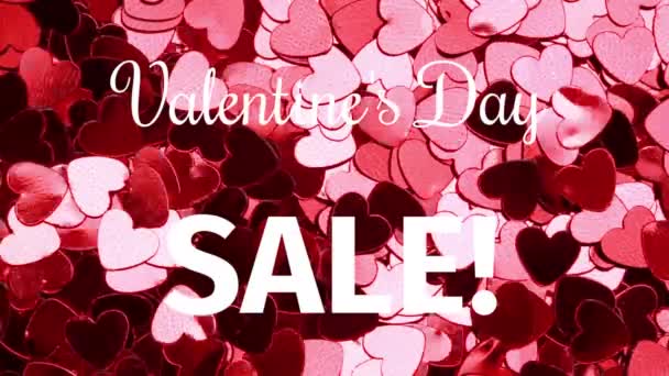 Animation Valentine Day Sale Text Pink Hearts Valentines Day Sales — Stock video