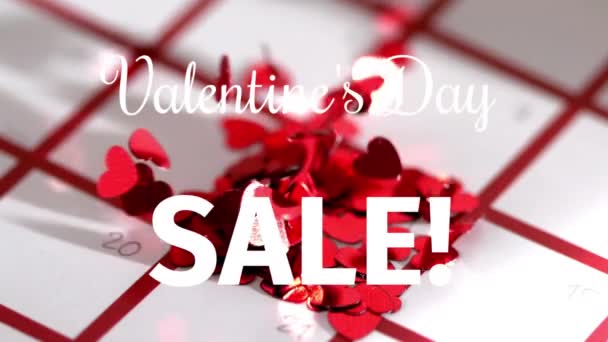 Animazione Del Testo San Valentino Cuori Rossi Valentines Day Sales — Video Stock
