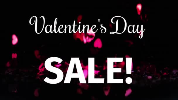 Animation Valentine Day Sale Text Pink Hearts Valentines Day Sales — Stock videók