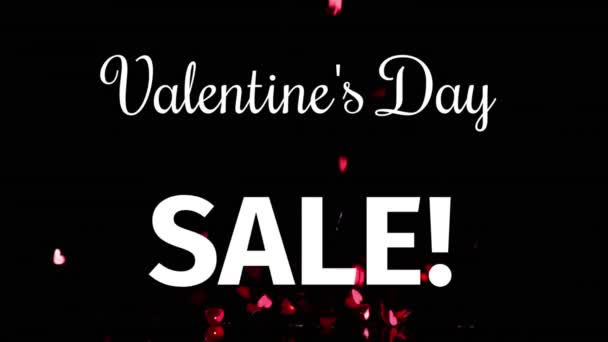 Animation Valentine Day Sale Text Pink Hearts Valentines Day Sales — Video Stock