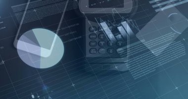 Kredi kartı makinesine karşı şebeke üzerinden istatistiksel veri işlemenin dijital görüntüsü. kablosuz ve dijital ödeme kavramı