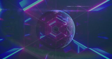 Image of sale text and financial data processing over globe. global sales, retail, data processing and digital interface concept digitally generated image.