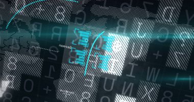 Karanlık arka plandaki veri işleme üzerinden finansal grafik. küresel bağlantılar, iş dünyası, dijital arayüz, teknoloji ve ağ konsepti dijital olarak oluşturulmuş görüntü.