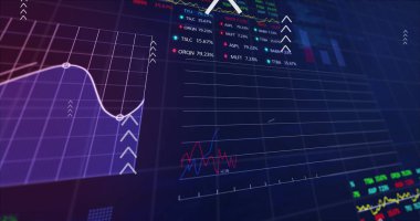 Finansal veri işleme üzerindeki oklar. küresel iş, finans ve dijital arayüz kavramı dijital olarak oluşturulmuş görüntü.