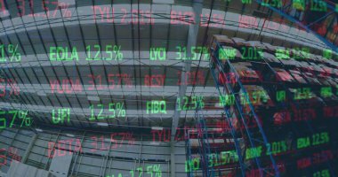 Depodaki finansal veri işleme görüntüsü. küresel gönderim ve bağlantılar konsepti dijital olarak oluşturulmuş görüntü.