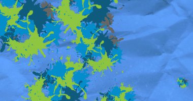 Image of colorful blots over blue pepper. hobby, interests and leisure time concept digitally generated image.