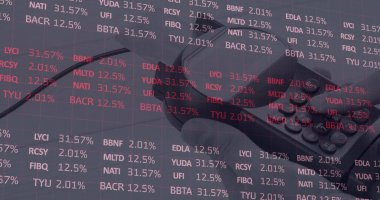 Ödeme terminali üzerinden finansal veri işleme resmi. küresel çevrimiçi alışveriş, iş, finans, veri işleme ve dijital arayüz kavramı dijital olarak oluşturulmuş görüntü.