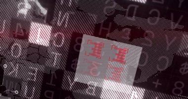 Karanlık arka plandaki veri işleme üzerinden finansal grafik. küresel bağlantılar, iş dünyası, dijital arayüz, teknoloji ve ağ konsepti dijital olarak oluşturulmuş görüntü.