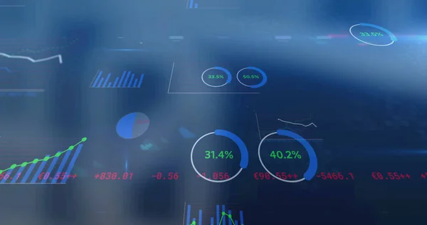 Obraz Statystyk Przetwarzania Danych Finansowych Niebieskim Tle Globalny Biznes Finanse — Zdjęcie stockowe