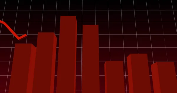 Afbeelding Van Rode Lijnen Met Statistieken Financiële Gegevensverwerking Raster Mondiale — Stockfoto