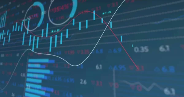 Obrázek Statistiky Zpracování Finančních Údajů Modrém Pozadí Globální Koncepce Podnikání — Stock fotografie