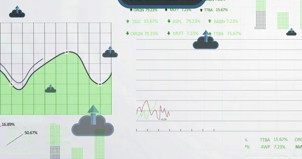 Image Arrows Clouds Financial Data Processing Global Business Finances Digital — Zdjęcie stockowe