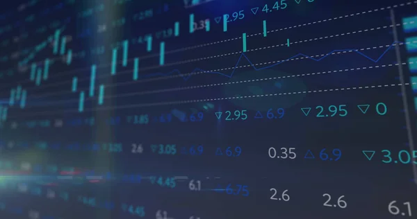 Obrázek Statistiky Zpracování Finančních Údajů Modrém Pozadí Globální Koncepce Podnikání — Stock fotografie