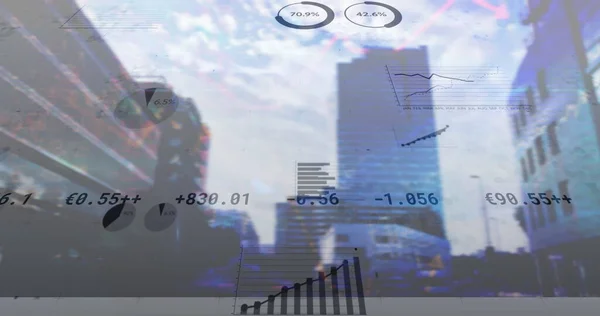 Image Financial Data Processing Statistics Cityscape Global Business Finances Data — Stockfoto
