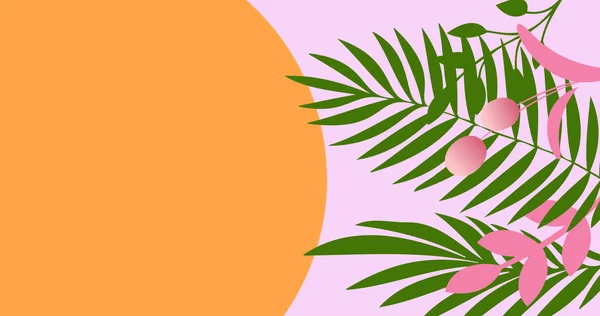 Image Tropical Plant Leaves Orange Pink Background Tropical Wildlife Adventure — Stok fotoğraf