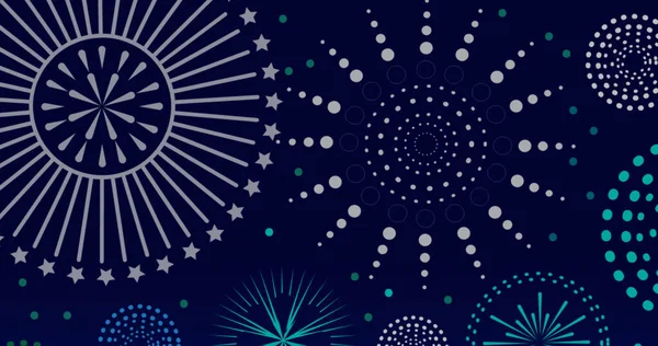 Imagine Text Fericit Anul Nou Peste Focuri Artificii Conceptul Sărbătoare — Fotografie, imagine de stoc