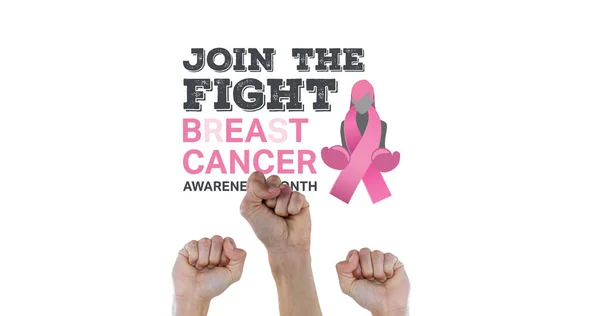 Image Pink Breast Cancer Ribbon Logo Breast Cancer Text Raised — Foto Stock