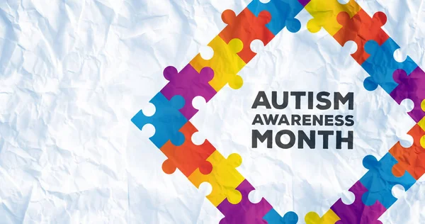 Image Autism Awareness Month Frame Formed Autism Awareness Month Puzzles — Stock Photo, Image