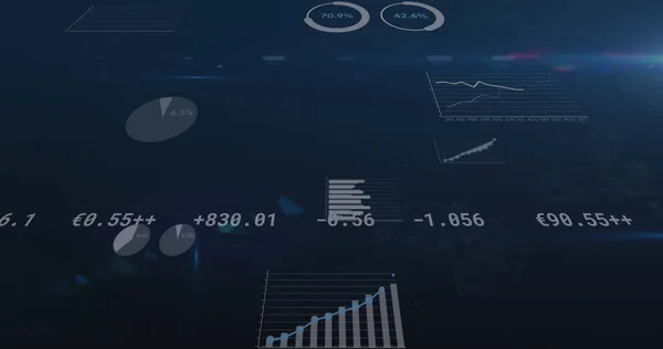 Immagine Delle Statistiche Dell Elaborazione Dei Dati Finanziari Sfondo Blu — Foto Stock