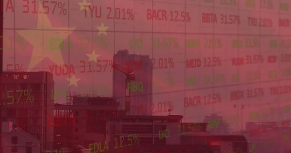 Image Flag China Stock Market Cityscape Chinese Economy Business Concept — Stok fotoğraf