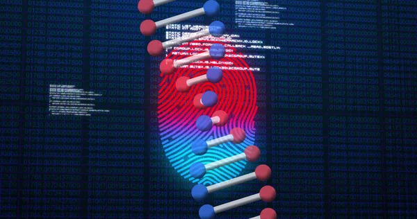 Image Scanning Fingerprint Dna Strand Research Data Processing Black — Fotografia de Stock
