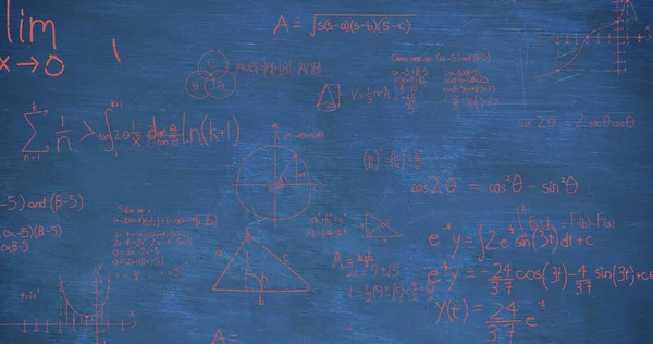 Image Mathematical Equations Blue Background Global Education Connections Data Processing — Stock fotografie