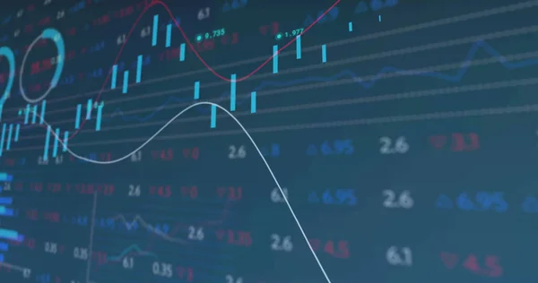 Image Des Statistiques Traitement Des Données Financières Sur Fond Bleu — Photo