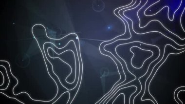 Beyaz çizgilerin, siyah arkaplandaki bağlantı ağları üzerinden canlandırılması. küresel bağlantılar, dijital arayüz ve teknoloji konsepti dijital olarak oluşturulmuş video.